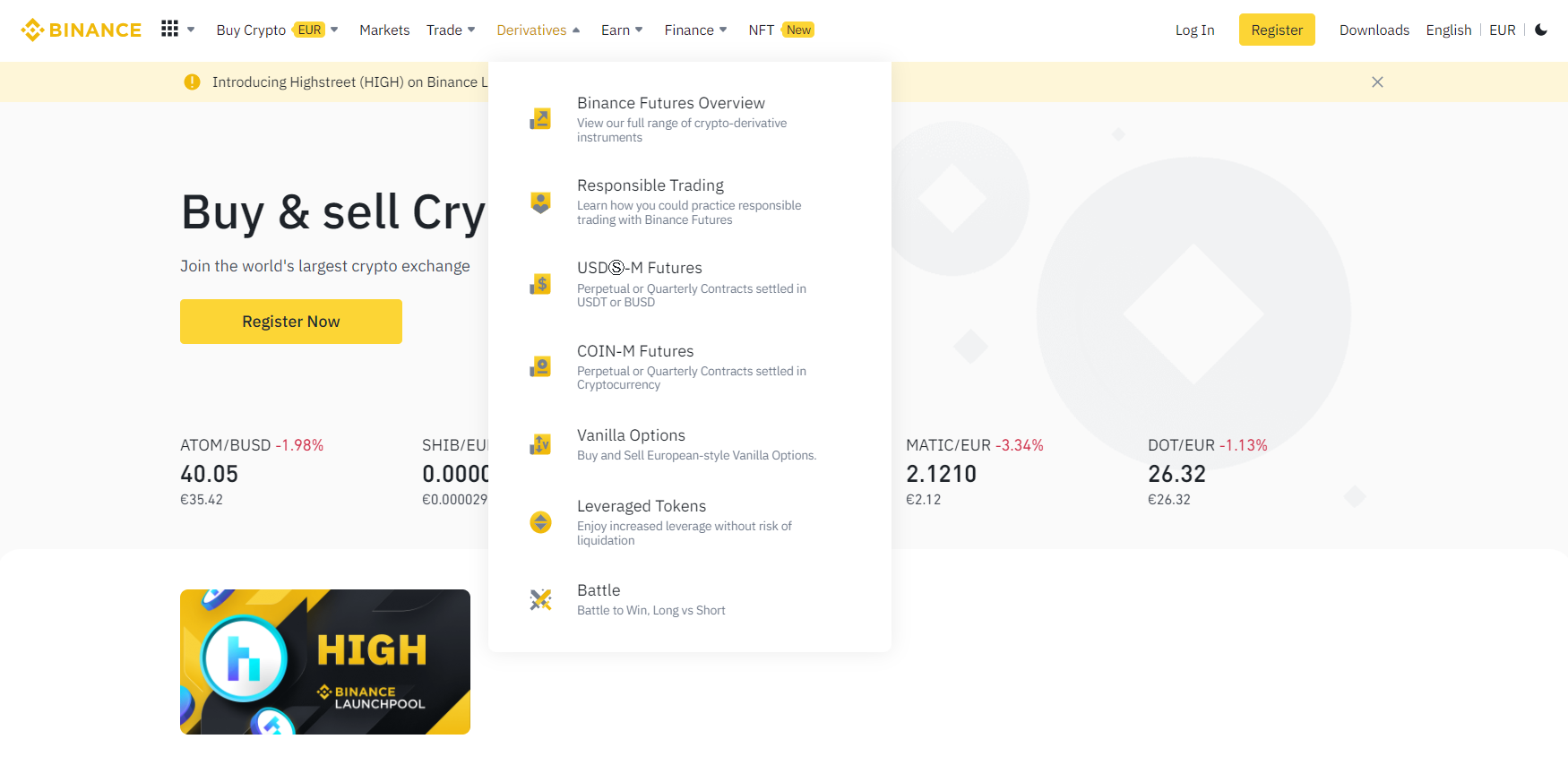 Binance derivatives list Binance derivatives list