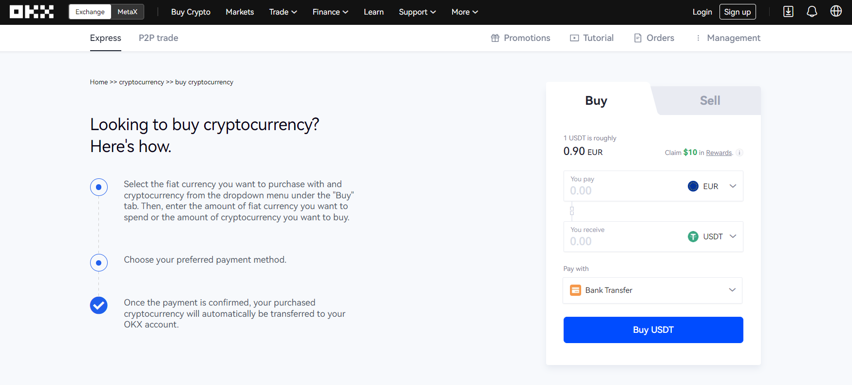 Buy crypto on the OKX Buy crypto on the OKX