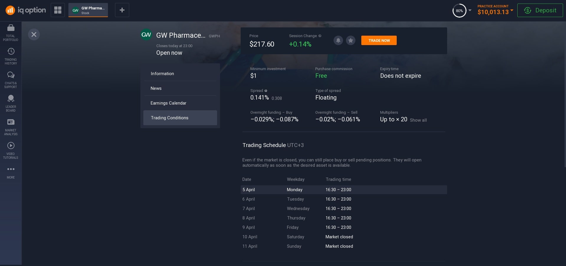Trading conditions Trading conditions